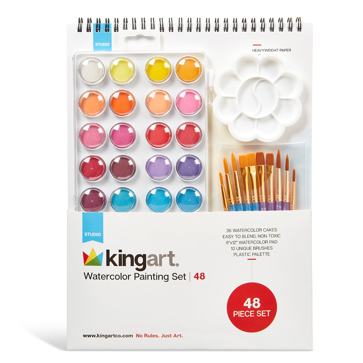 KINGART® Watercolor Painting Art Set Paint, Brushes, Paper & Palette
