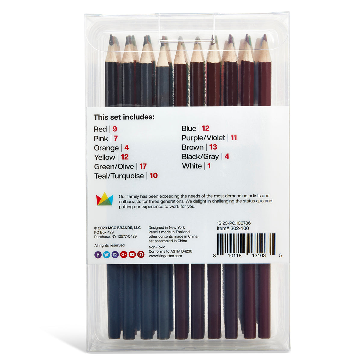 KINGART® Studio Colored Pencils, Set of 100 Unique Colors KINGART