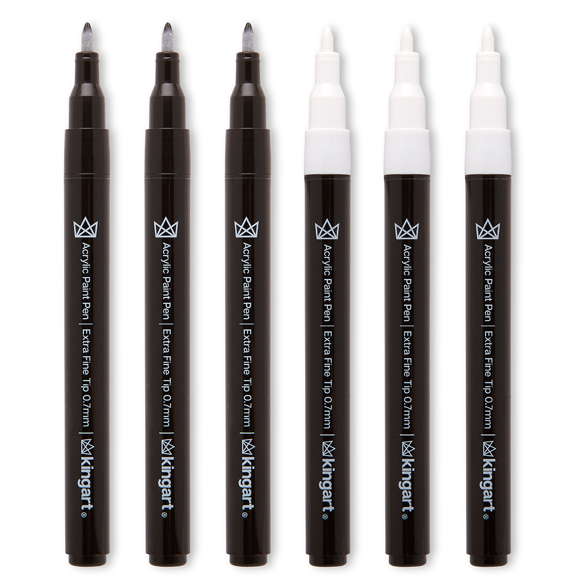 10 Black Acrylic Paint Pens, Double Pack of Both Extra Fine and Medium Tip Paint Markers - ArtShip Design, Size: 10 Pack