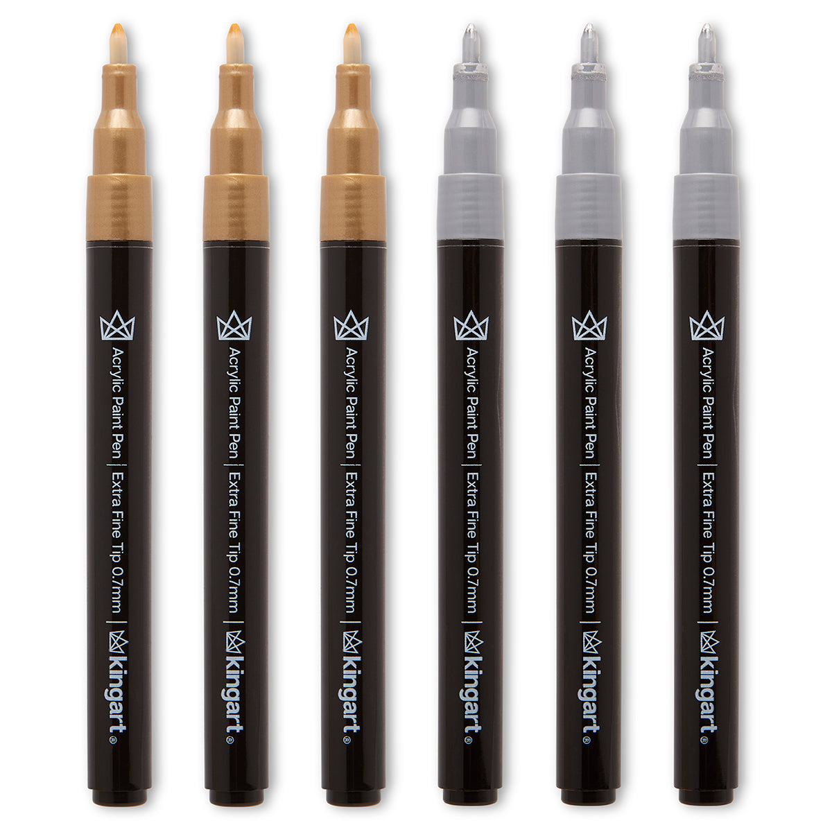 KINGART® Metallic Markers with Travel Case, Set of 6 Colors