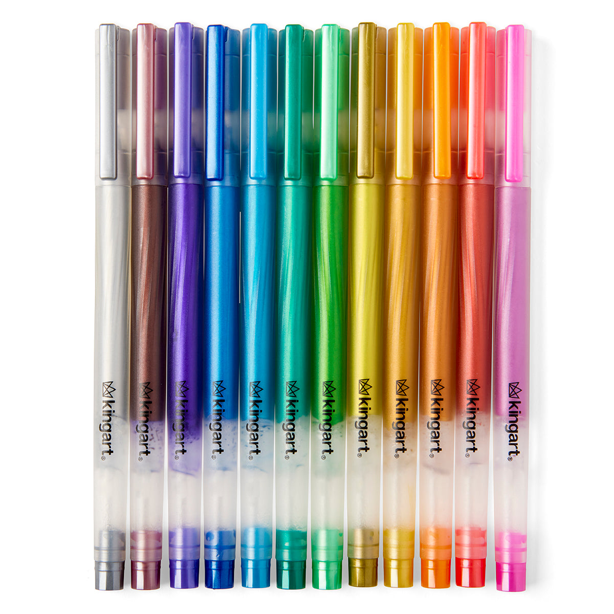 KINGART® Soft Grip Metallic Gel Pens, 2.0mm Ink Cartridge, Set of 20 Unique  Colors