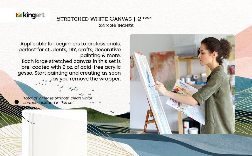 Stretched White 24x36 Canvas Boards for Painting, Artists, Acrylic