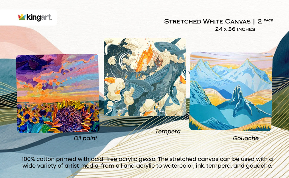 Artist Stretched Canvas, 100% Cotton Acid Free White Canvas, 18