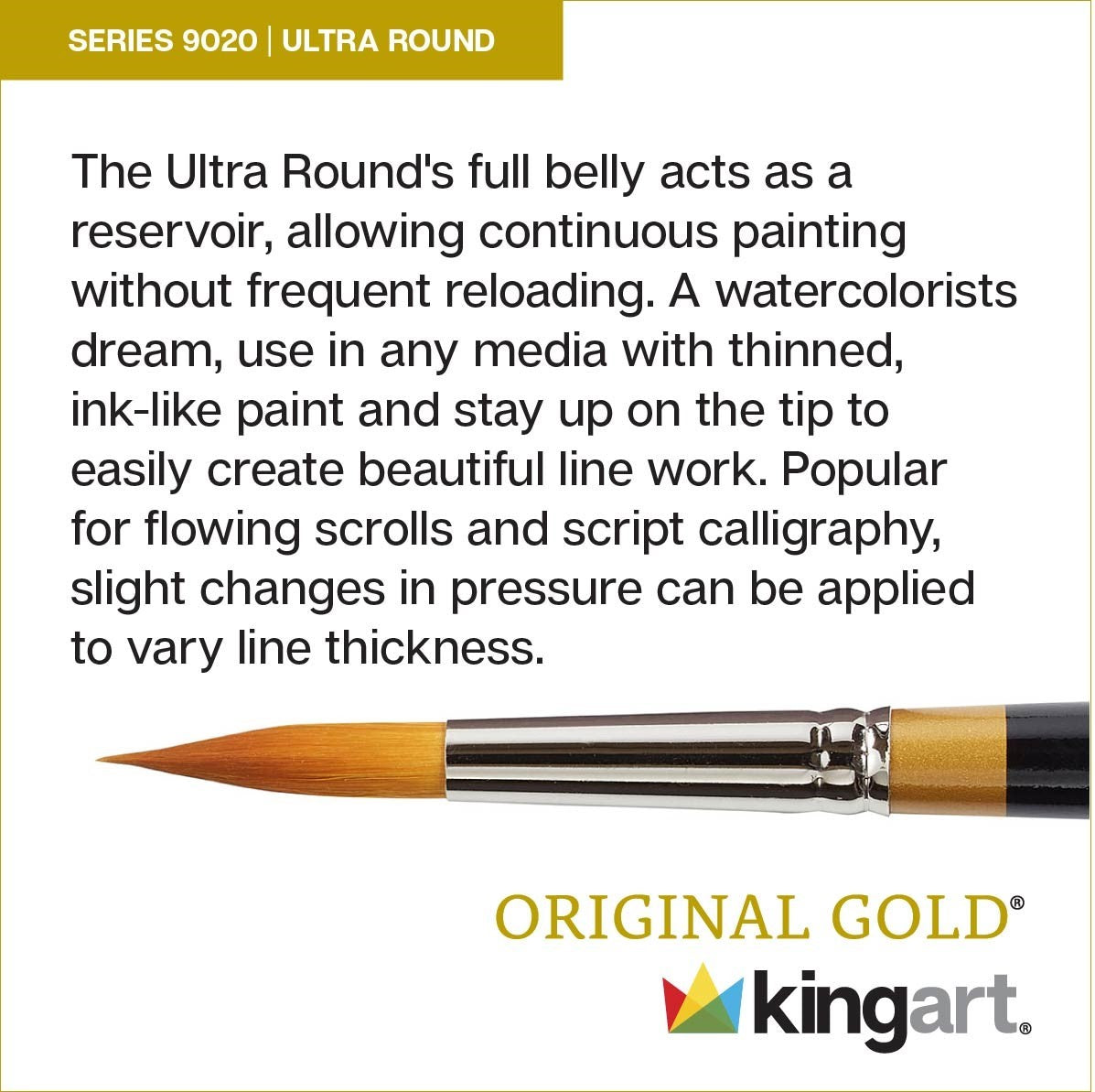 KINGART® Original Gold® Aqua Acrylic Handle Series, Premium Golden Taklon,  Multimedia Artist Brushes, Gift Box, Set of 8