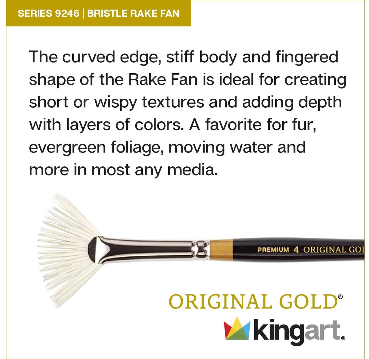 KINGART® Original Gold® 9275 Oval Mop Super Soft Dyed Black Natural Goat  Hair Series Premium Multimedia Artist Brushes, Set of 4
