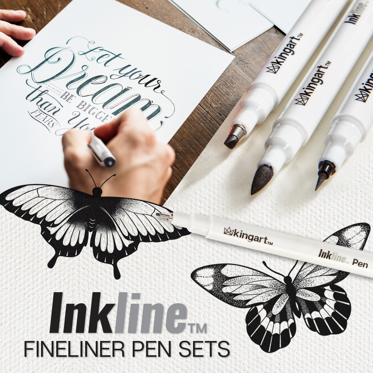 Kingart Inkline Fine Line Pen Set 10/Pkg - Black