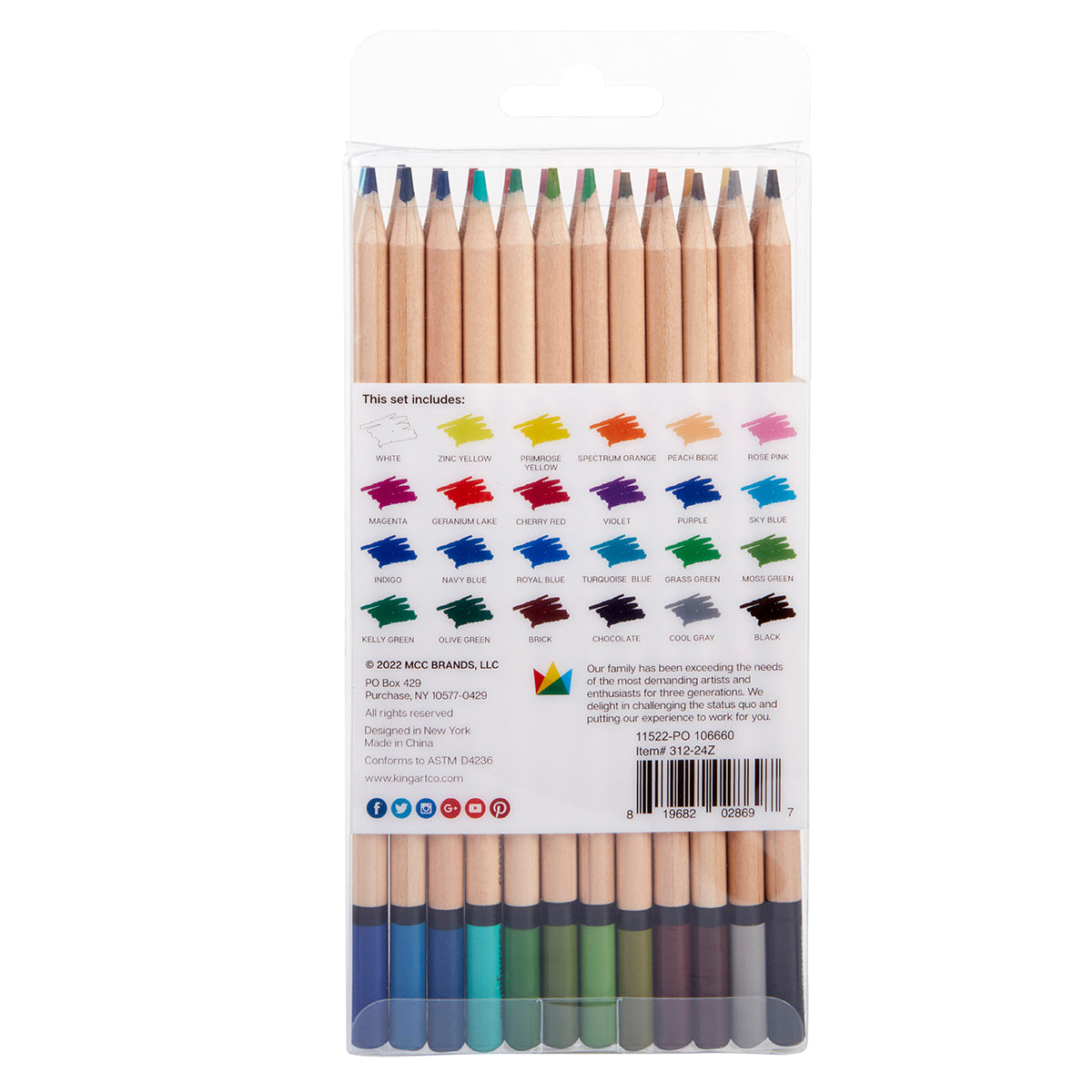 KINGART® Soft Core Colored Pencils Set of 24 Unique Vibrant Colors