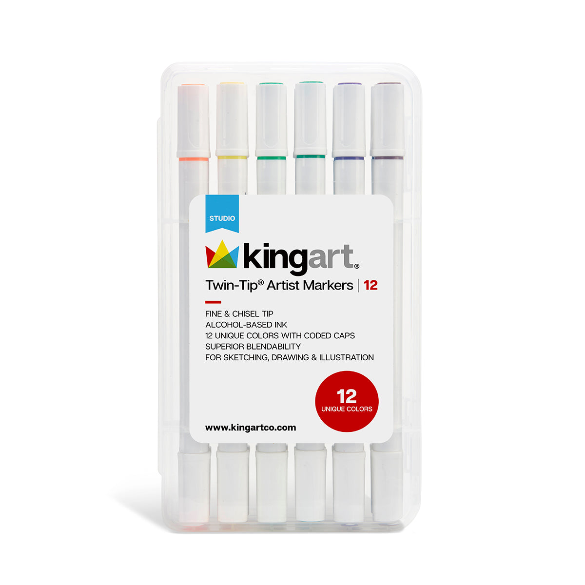 Kingart Pro Double-Ended Art Alcohol Markers, 120 Colors with Both Fine & Chisel Tips and Superior Blendability