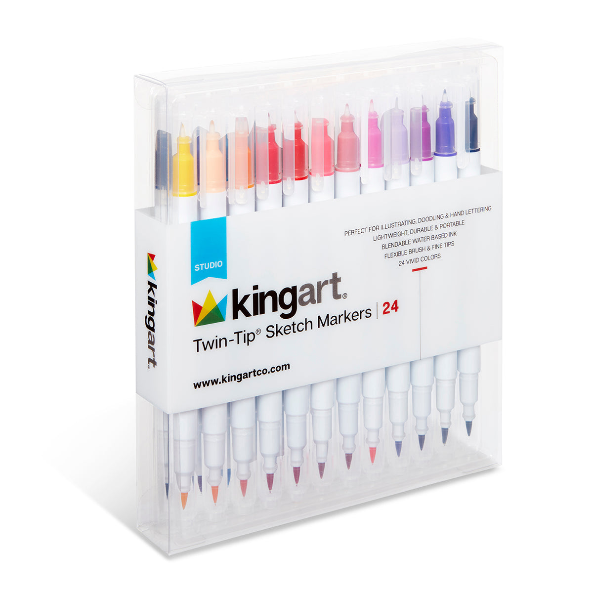 KINGART® Twin-Tip™ Permanent Alcohol-Based Sketch Markers, Storage/Travel  Case, Set of 36 Unique Colors