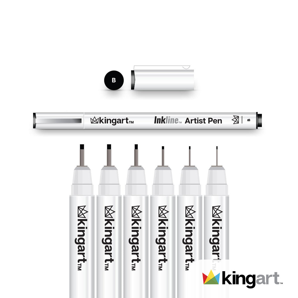 Art-n-Fly Black Fine Point Pens (Set of 6), Drawing Fineliner Ink Pens  with Japanese Archival Ink, Black Pens with Various Size Tip