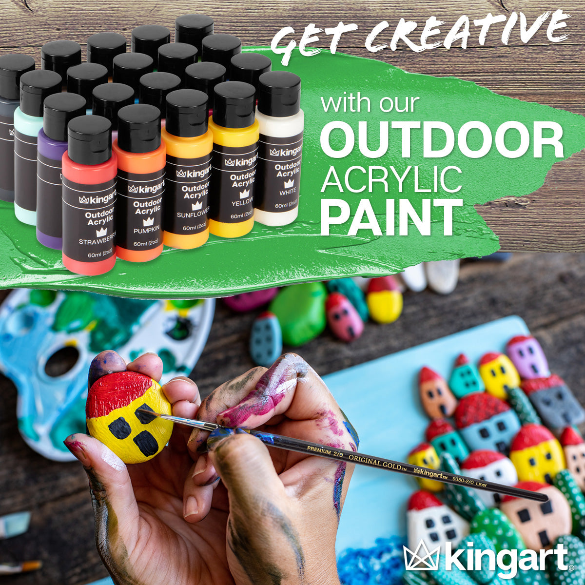 KINGART® Outdoor Waterproof Acrylic Paint, 60ml (2oz) Bottle, Set of 20  Unique Colors