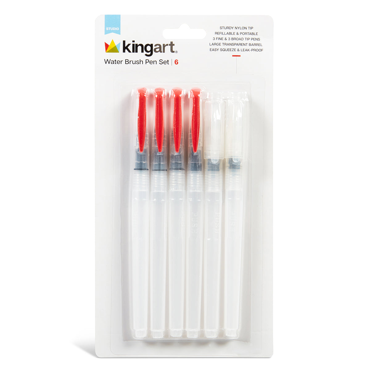 Kingart Studio Water Brush Pens, Set of 6