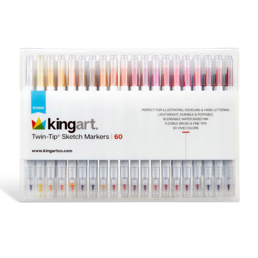  KINGART Watercolor Brush Markers, 12 Colors - Brightly Colored  Markers, Journaling, Lettering, Kids and Adult Coloring Books, and More,  Comes with Durable and Convenient Carrying Case