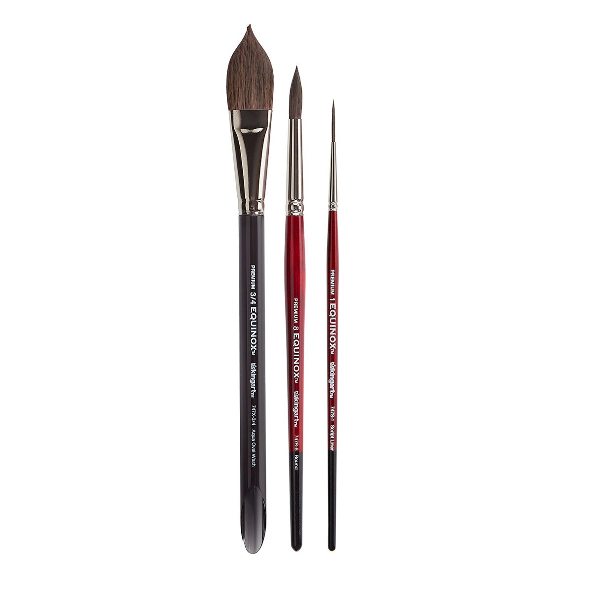Kingart Finesse 8050 Script Liner Series Kolinsky Sable Synthetic Blend Premium Watercolor Artist Brushes