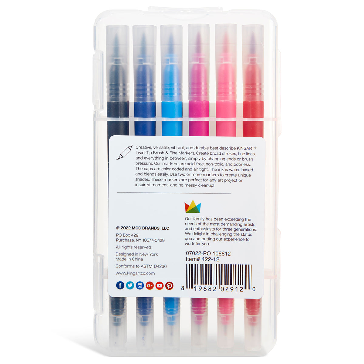 KINGART® Twin-Tip® Creative Markers, Soft Mild Pastel Highlighter Pens,  Broad & Fine Tips, Set of 24, KINGART