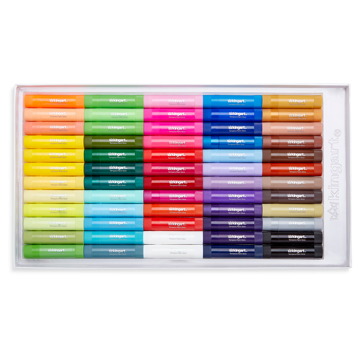 KINGART® Tempera Paint Thin Sticks, 24 Vibrant Colors Solid