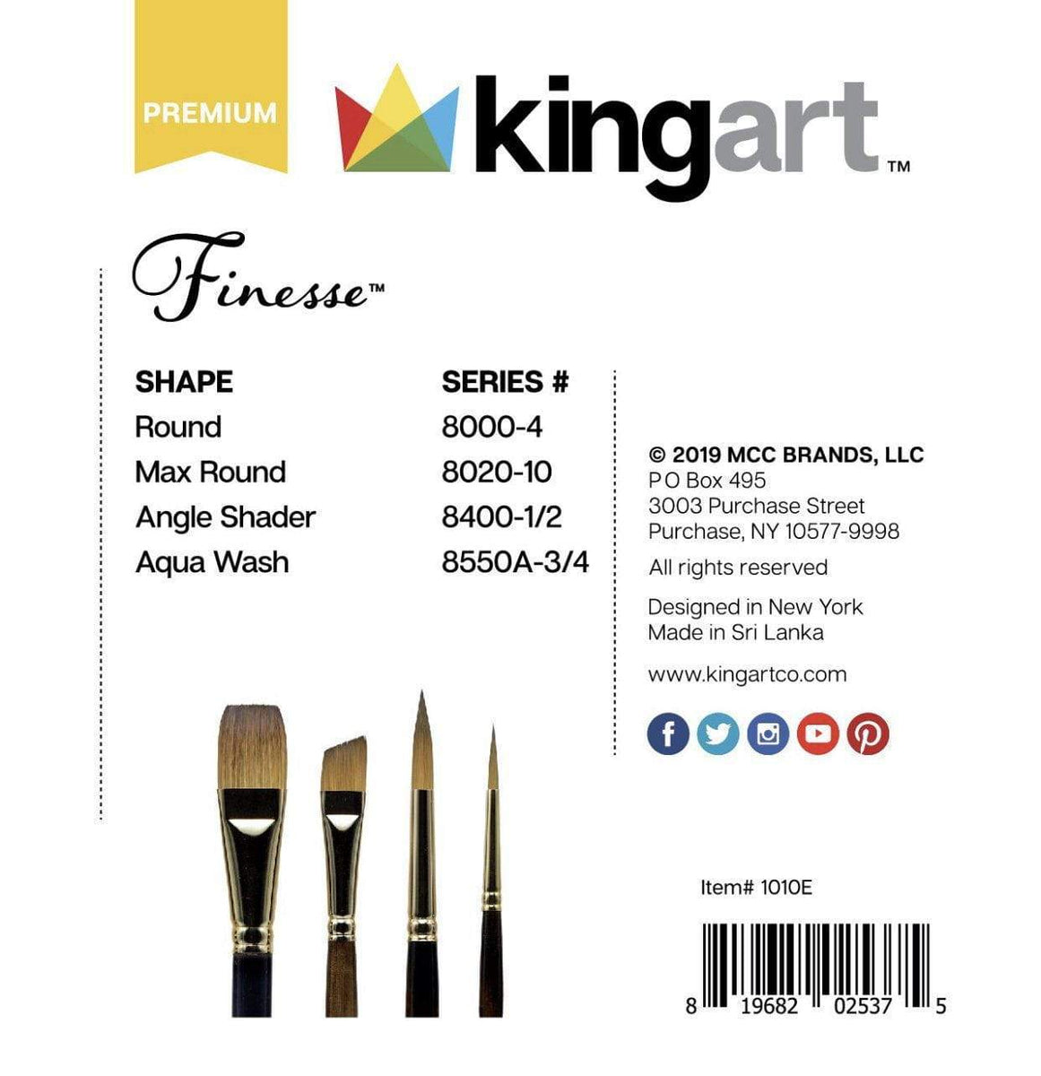 Kingart Finesse Kolinsky Sable Synthetic Blend Premium Watercolor Artist Brushes, Set of 12