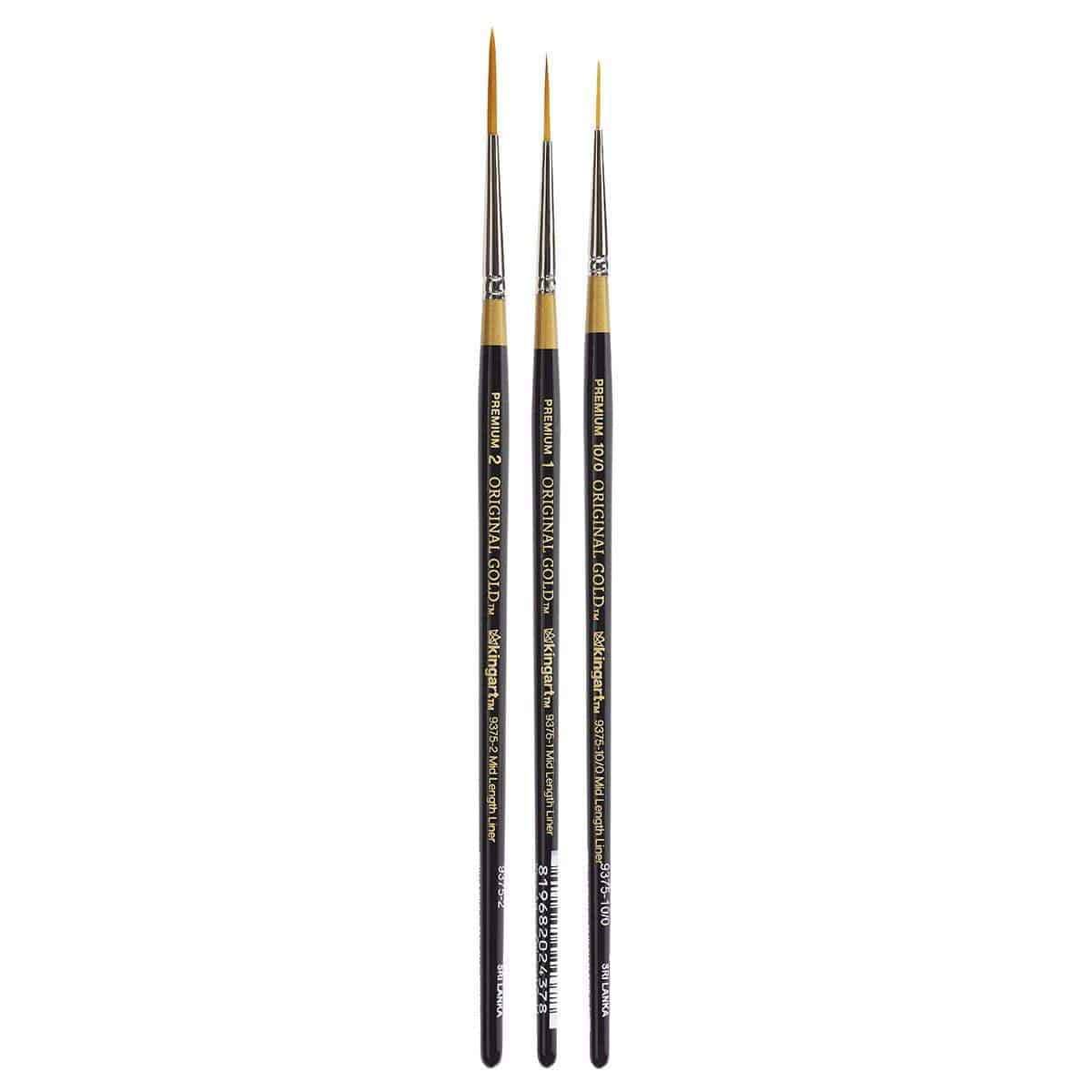 KINGART® Original Gold® 9375 Mid-Length Liner Series, Premium Golden Taklon  Multimedia Artist Brushes