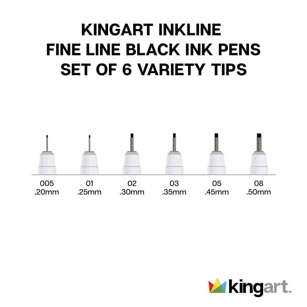 KINGART® Inkline™ Fine Line Art & Graphic Pens, Archival Black Japanese  Ink, Set of 10 Assorted Nibs