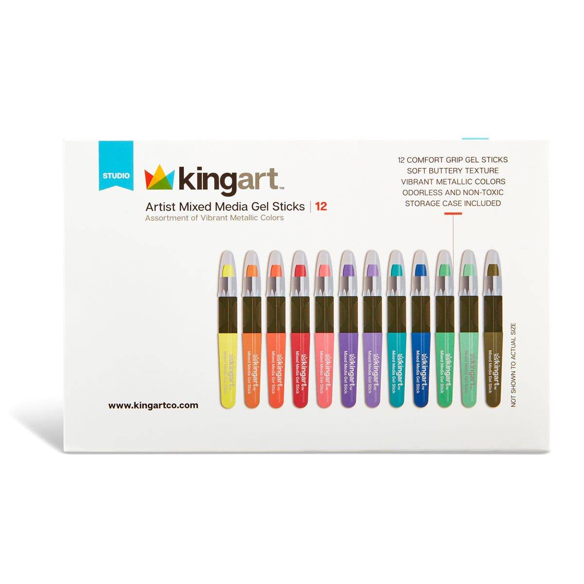 KINGART® Gel Stick Artist Mixed Media Watercolor Crayons, Set of 12