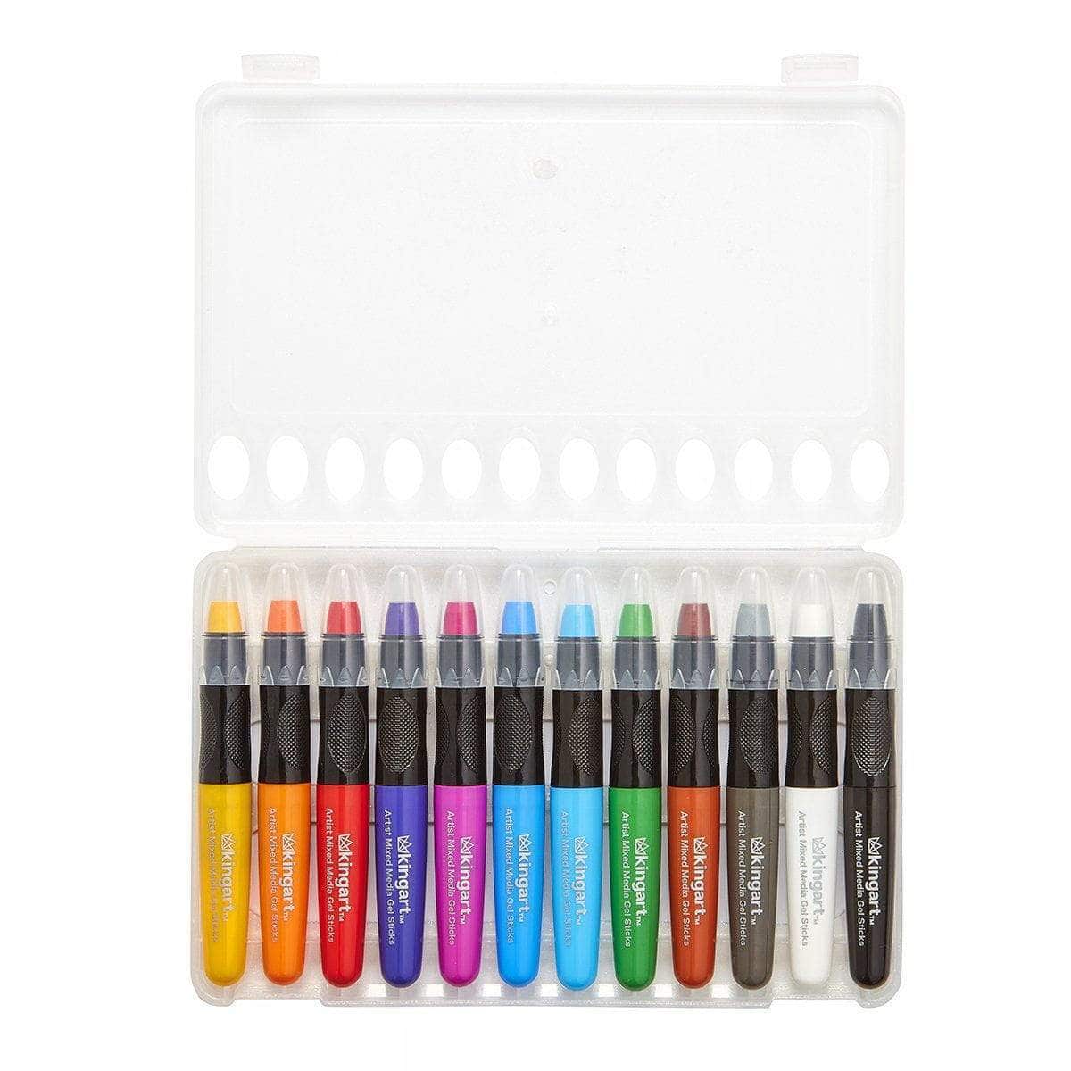 Kingart Artist Mixed Media Gel Stick Crayons, Set of 24 Unique Colors
