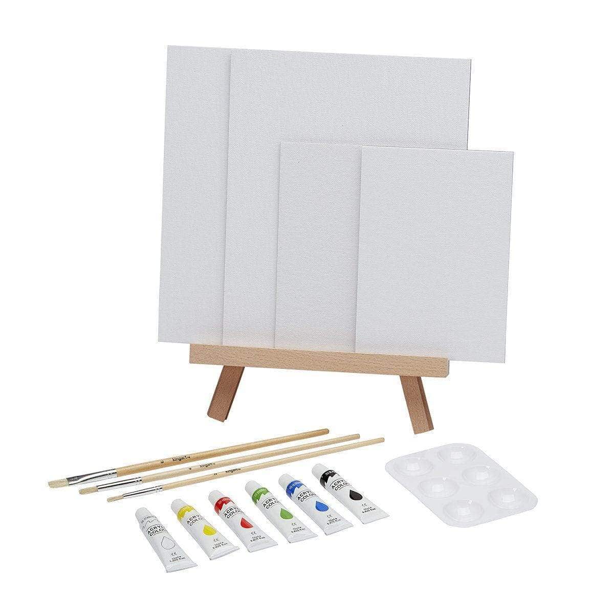 13-Piece Acrylic Artist Painting Set with Mini Table Easel, Canvas Panel,  Brushes & Palette, 13 Piece Acrylic Set - Fry's Food Stores