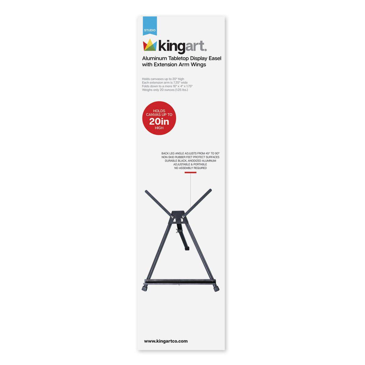 KINGART® Black Aluminum Tabletop Display Easel, Adjustable with Extension  Arm Wings