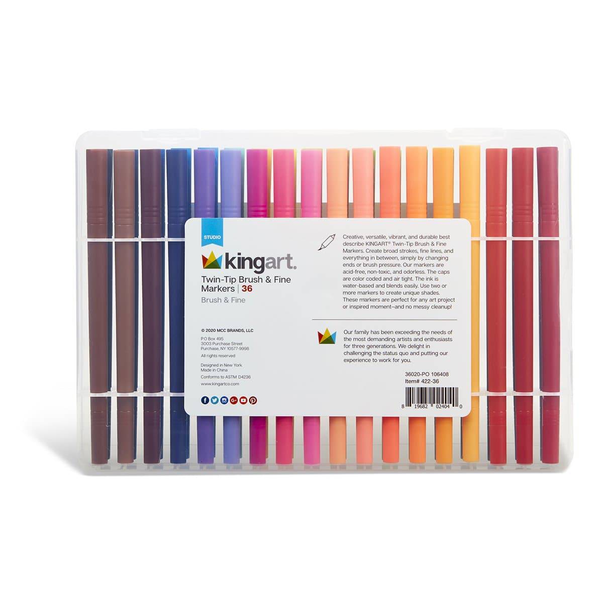 KINGART® Twin-Tip™ Permanent Alcohol-Based Sketch Markers, Storage/Travel  Case, Set of 12 Unique Colors