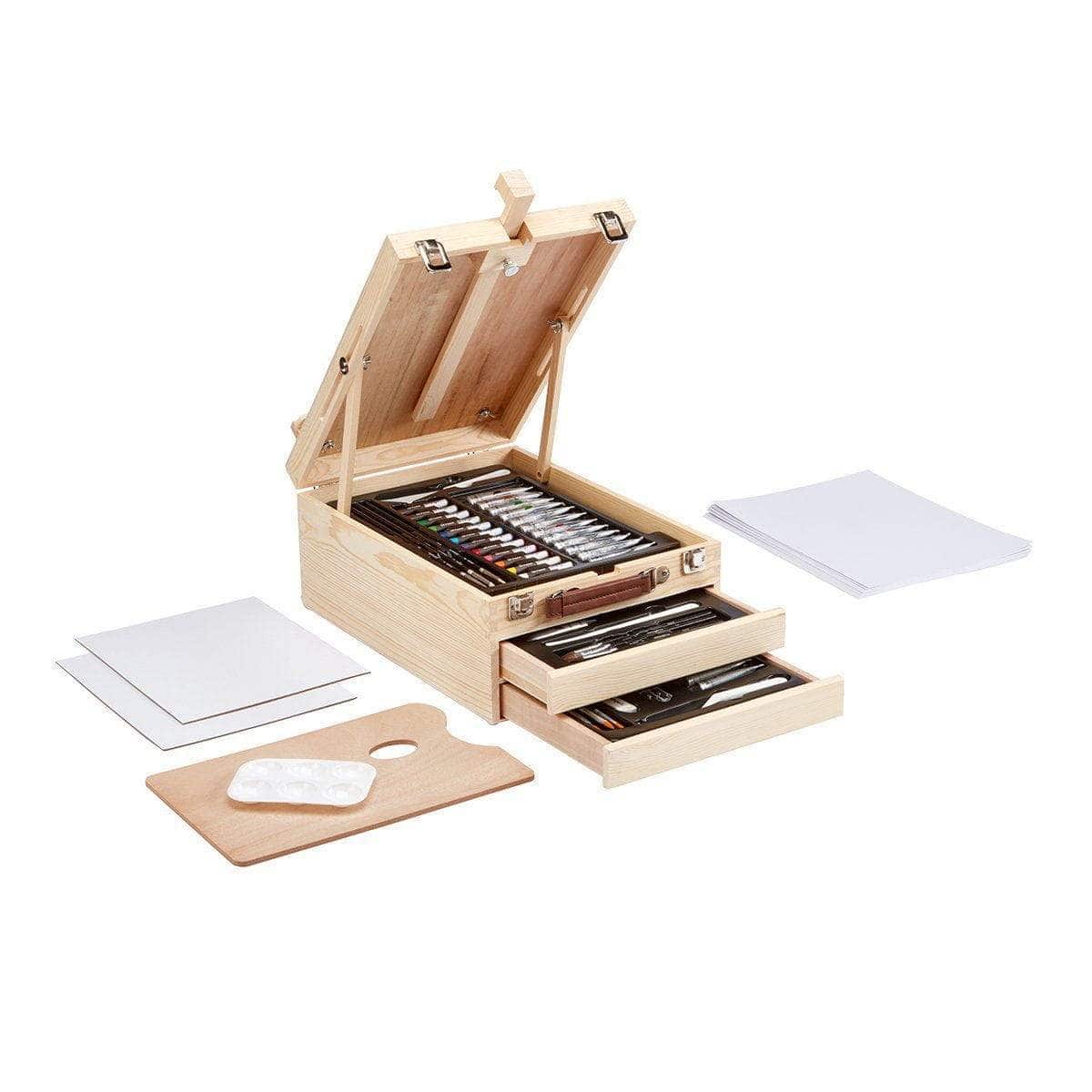 KINGART® Mixed Media TableTop Sketchbox Easel Art Set KINGART