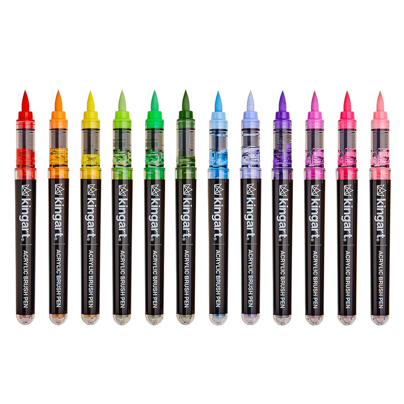 Acrylic Brush Tip Pens 12 Floral Colors - Pro - KINGART