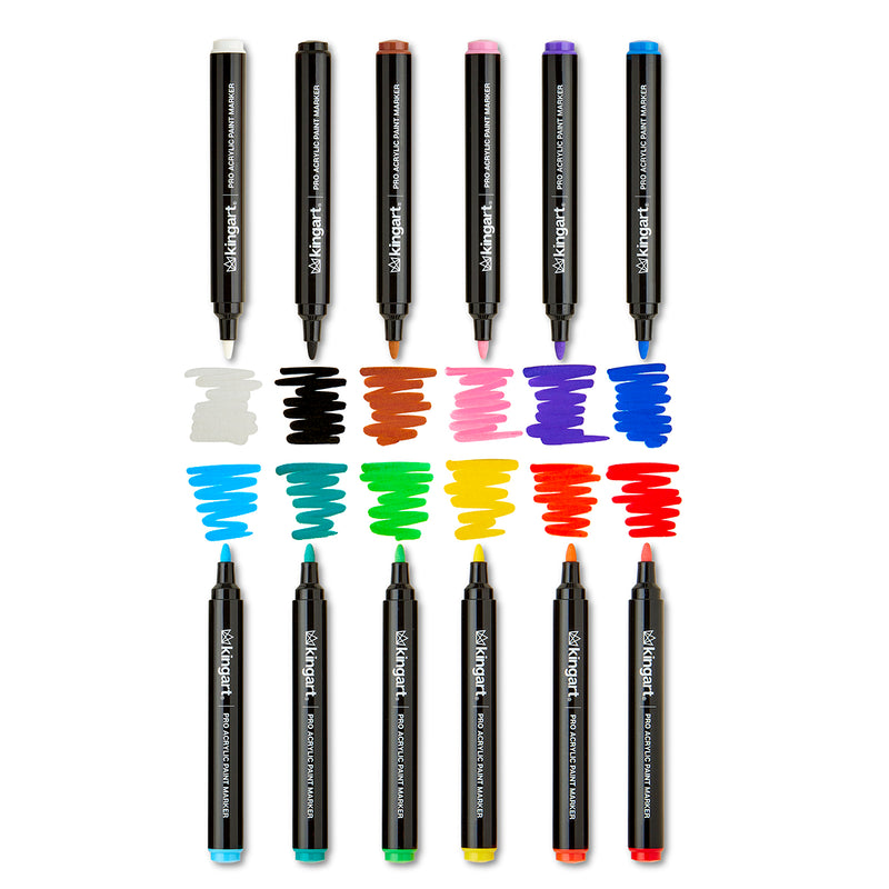 PRO Acrylic Paint Markers 12 Colors - Pro - KINGART®