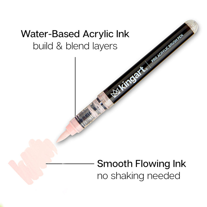 PRO Acrylic Paint Brush Pens 12 Pastel Colors - Pro - KINGART