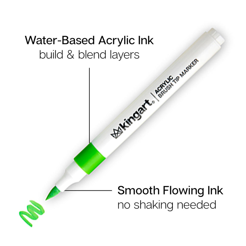 Acrylic Paint Brush Tip Markers 24 Colors - Studio - KINGART