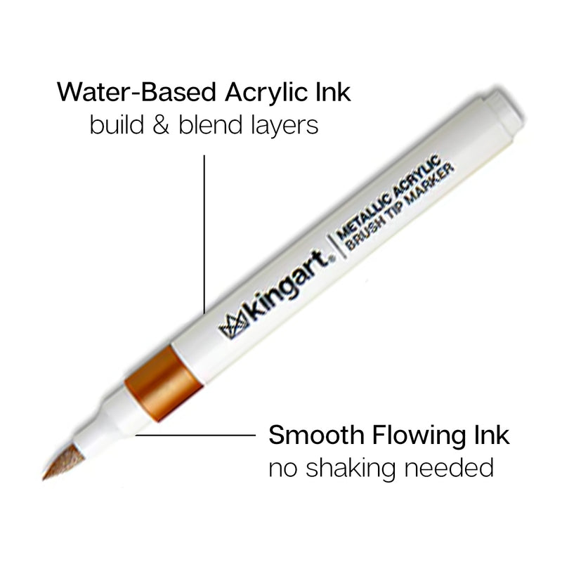 Acrylic Paint Brush Tip Markers 24 Metallic Colors - Studio - KINGART