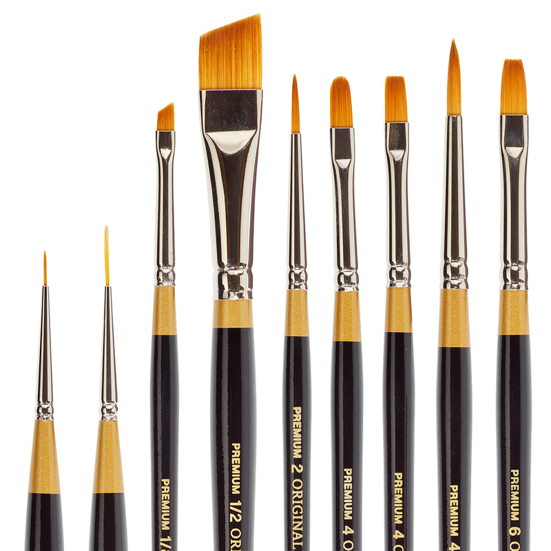 Original Gold® Golden Taklon Acrylic Handle Brush Set 9 pc - Teachers Set