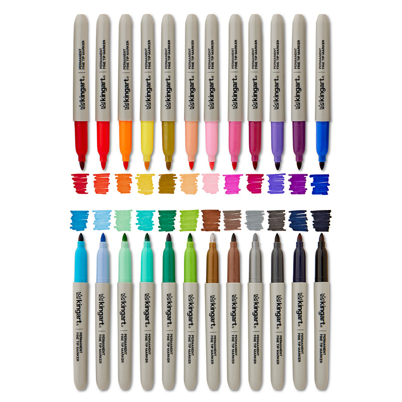 Permanent Fine Tip Markers 24 Colors - Studio - KINGART
