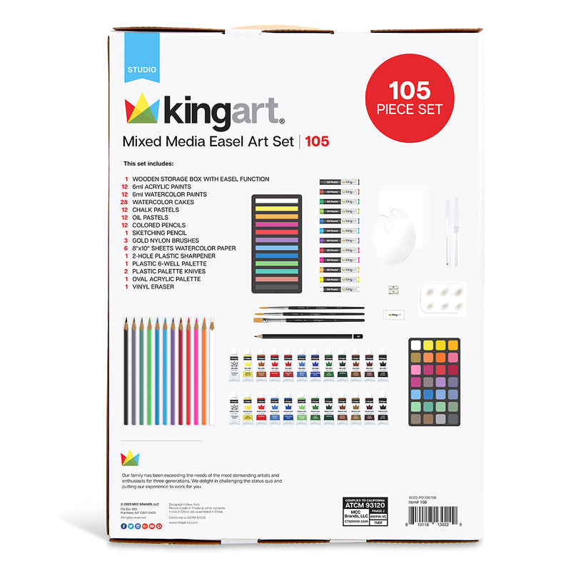 Mixed Media Easel Art Set 105 pc - ARTIST SETS - KINGART