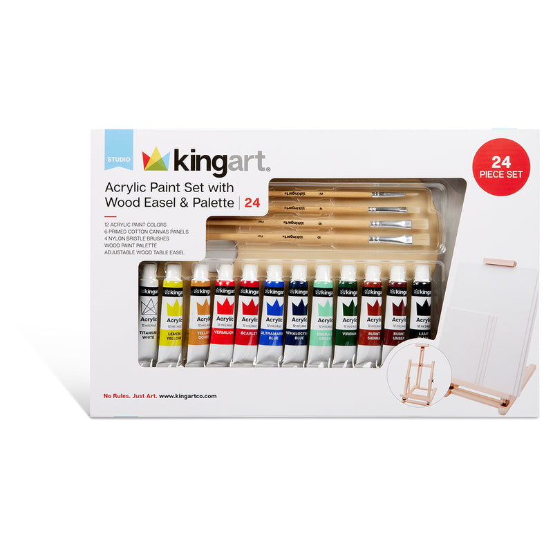 Acrylic Painting Set with Table Easel, 24 pc - Studio - KINGART®
