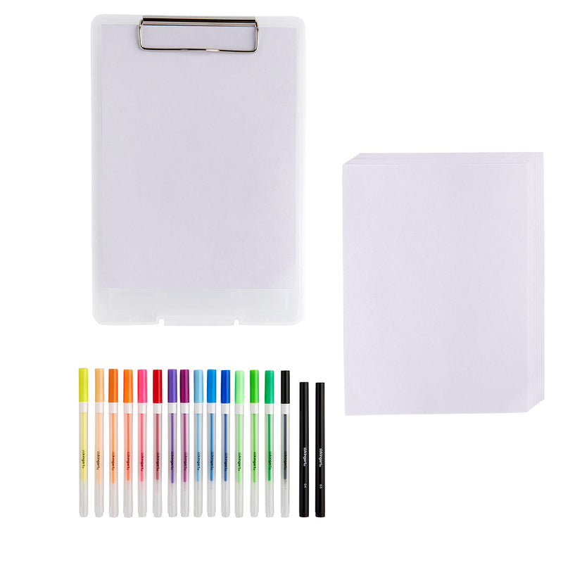 Gel Pen Set with Drawing Board Case, 30 pc - Studio - KINGART
