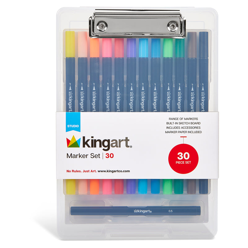 Marker Set with Drawing Board Case, 30 pc - Studio - KINGART