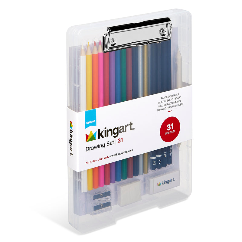 Drawing Set with Drawing Board Case, 31 pc - Studio - KINGART