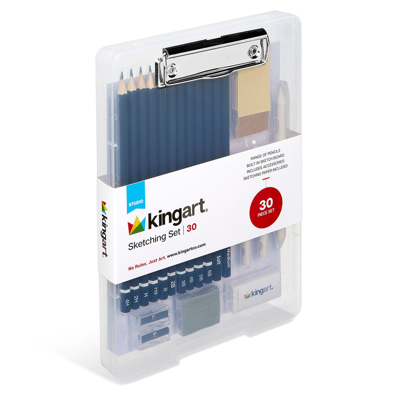 Sketching Set with Drawing Board Case, 30 pc - Studio - KINGART