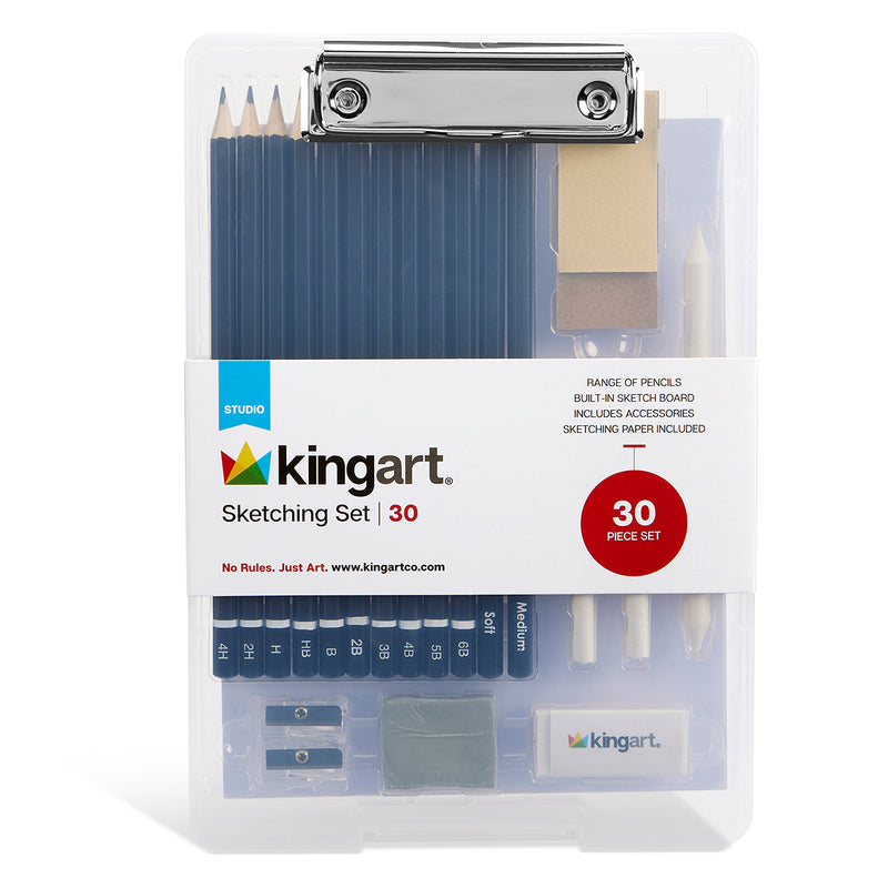 Sketching Set with Drawing Board Case, 30 pc - Studio - KINGART