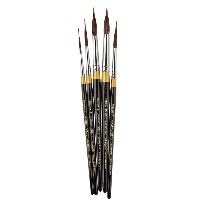 Original Gold® 9035 Round Needle Point Brush Set - 5 pcs - PREMIUM BRUSH SETS - KINGART