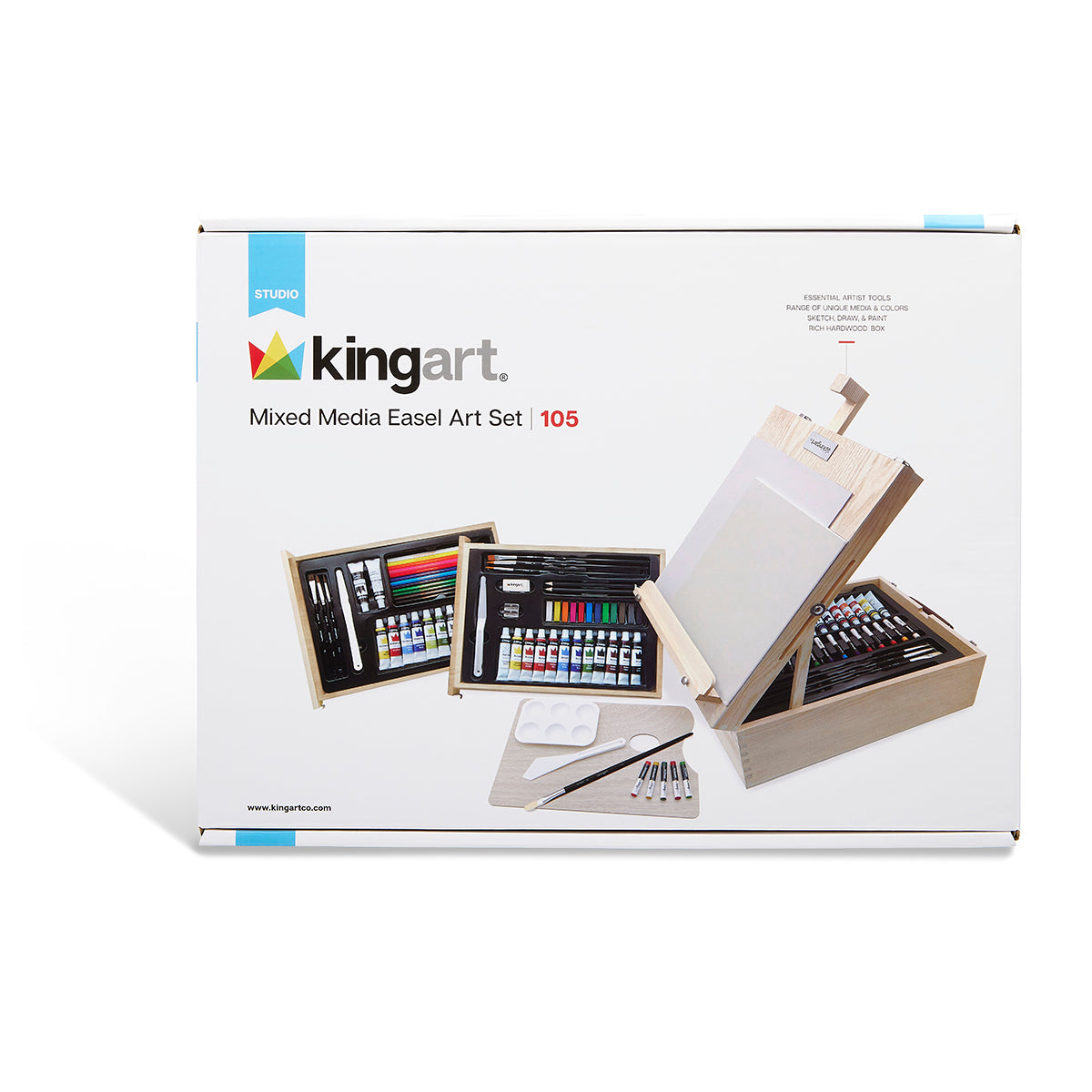 Kingart 15-Piece Studio Acrylic Painting Set with Mini Easel