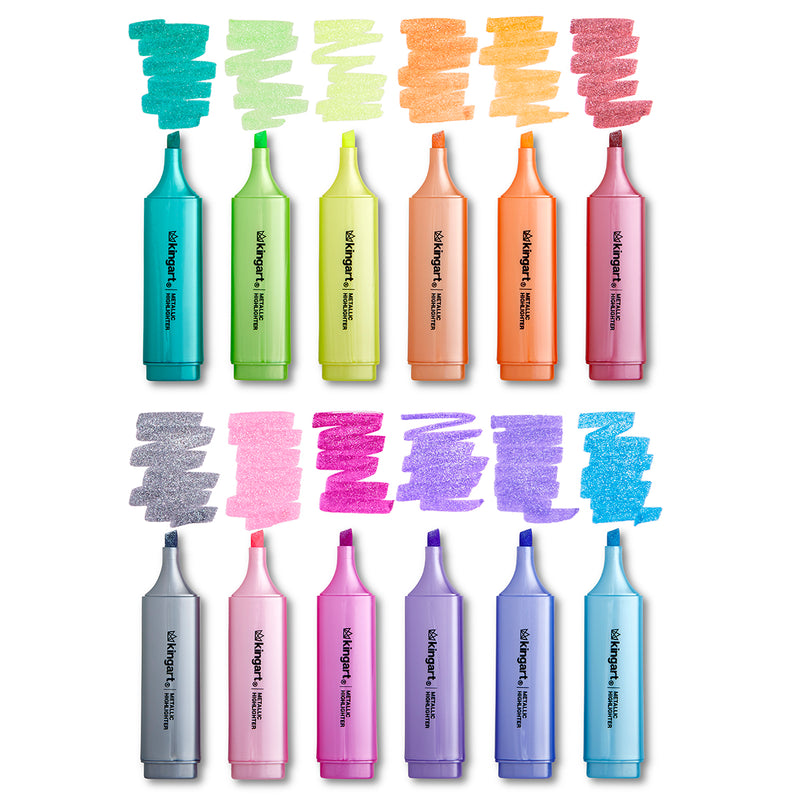 Highlighters 12 Metallic Colors - Studio - KINGART