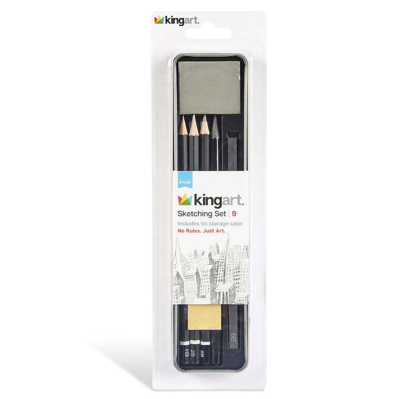 Sketching Tin Set, 9 pc - ARTIST SETS - KINGART