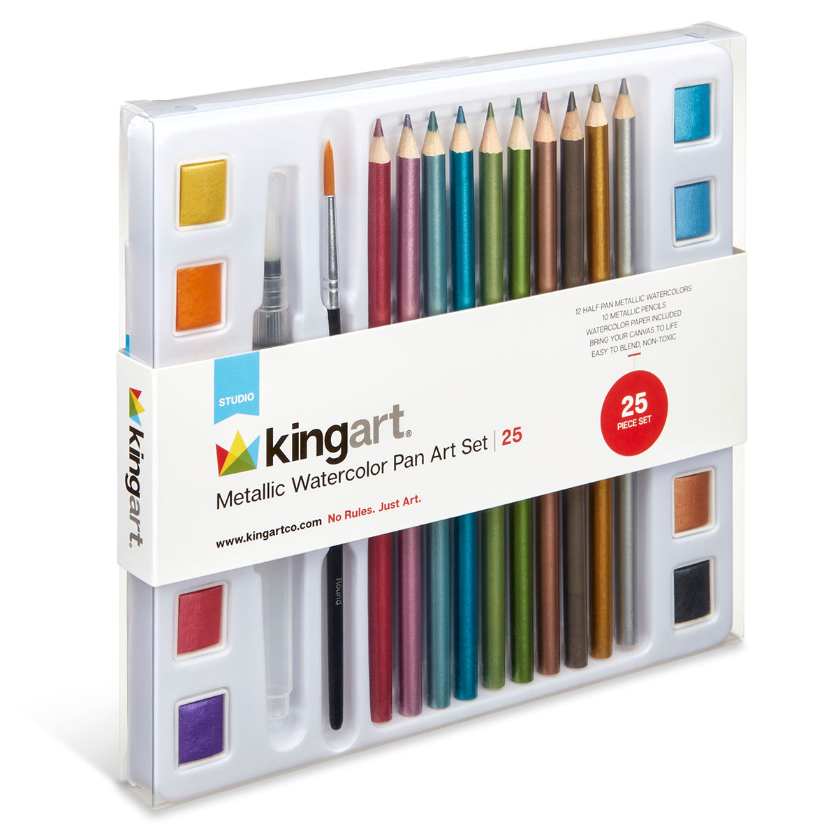 Kingart Pan Set, Pearlescent Colors, 30 Piece Watercolor Paint, Assorted (511-28)