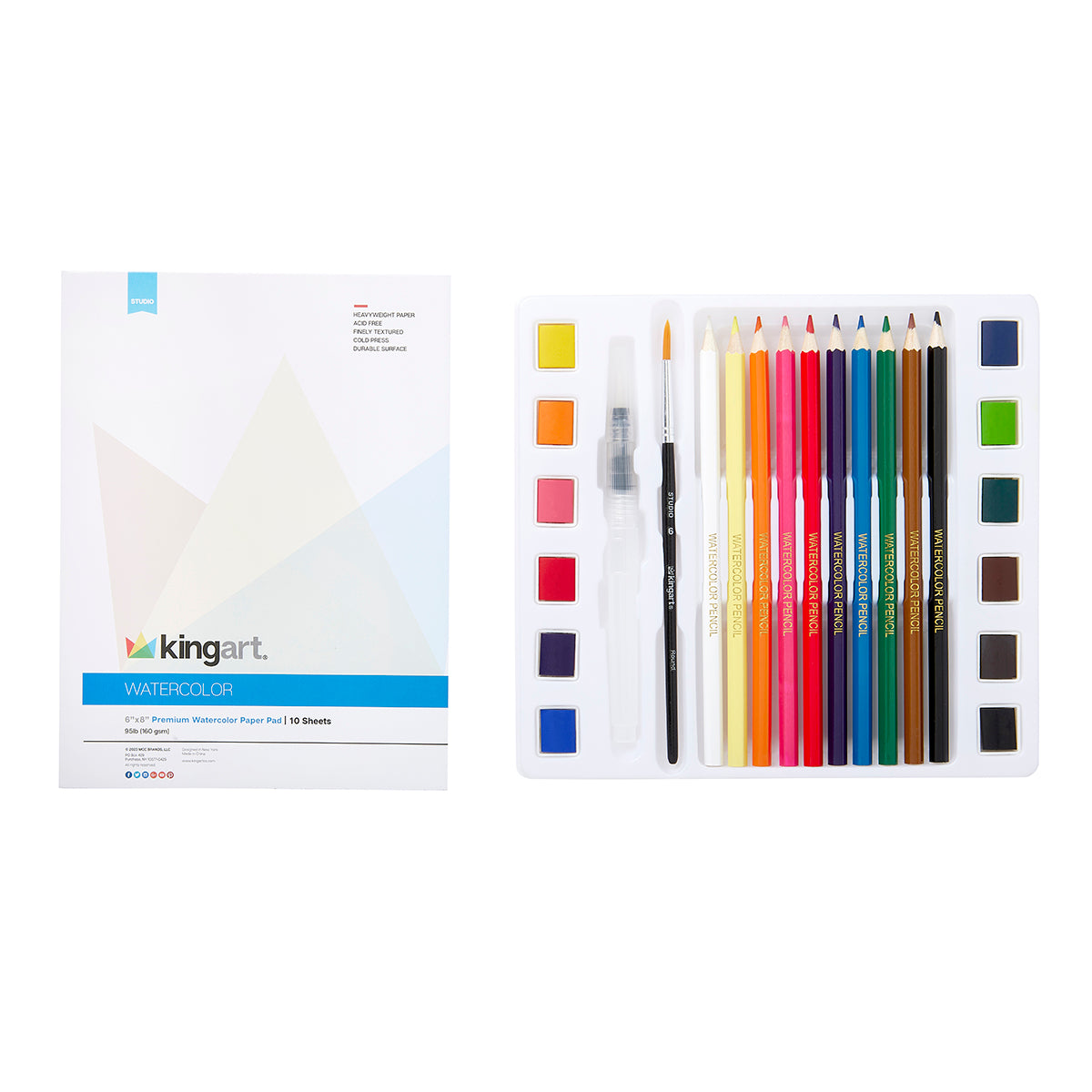KINGART® Watercolor Painting Kit, 25 pc. Set Watercolor Paint