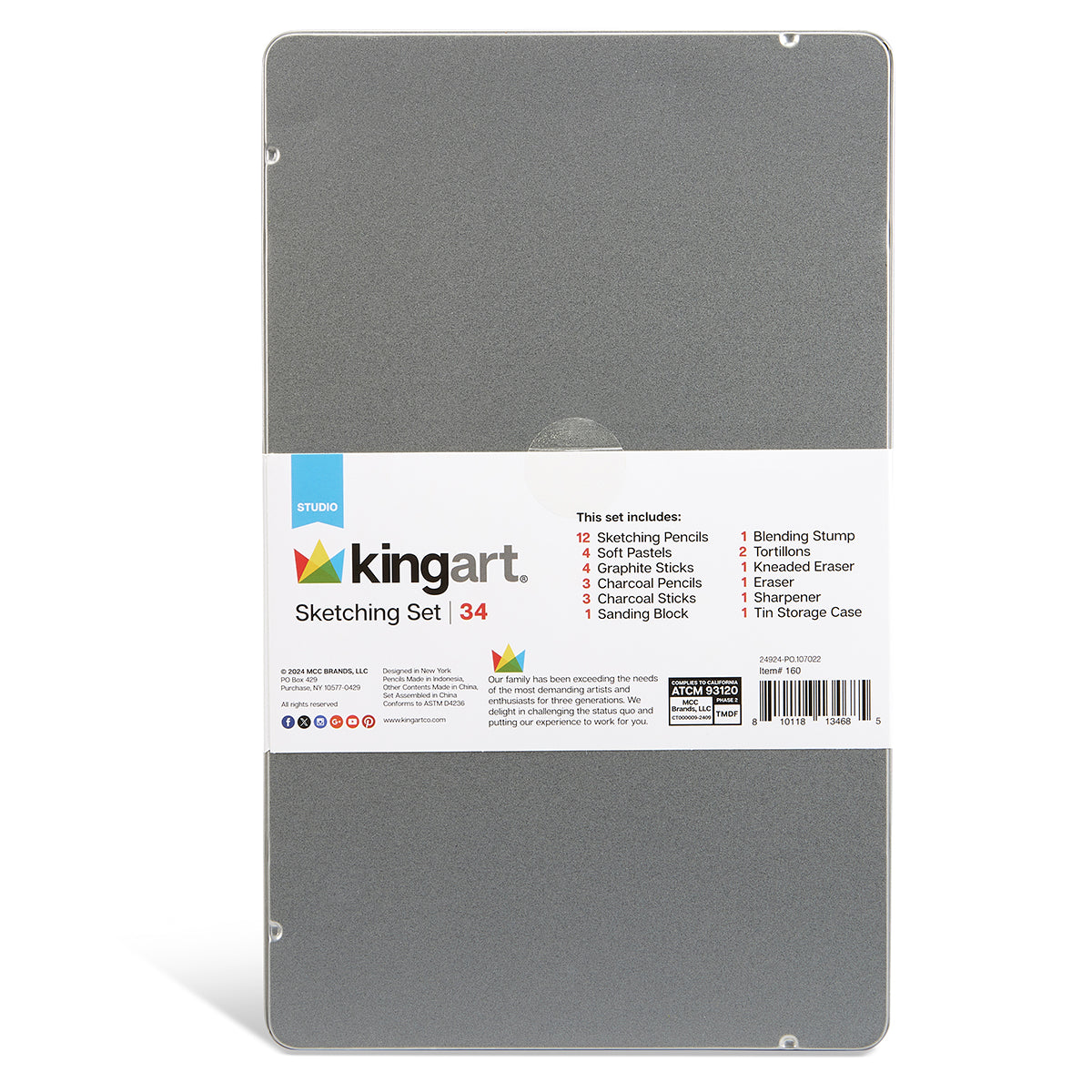 Sketching Set in Tin Case 34 pc — KINGART